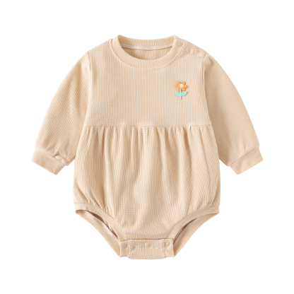 Baby Girl Waffle Solid Color Bodysuit