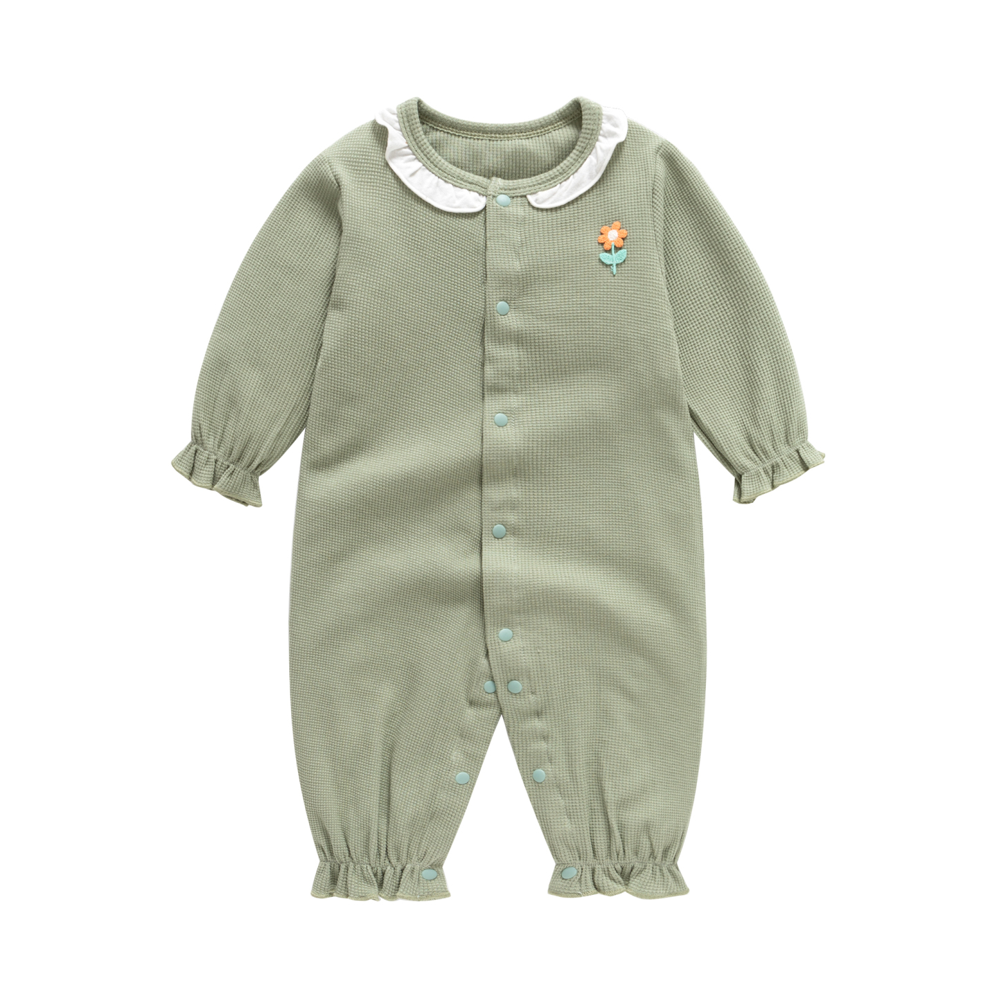 Baby Waffle Solid Color Romper