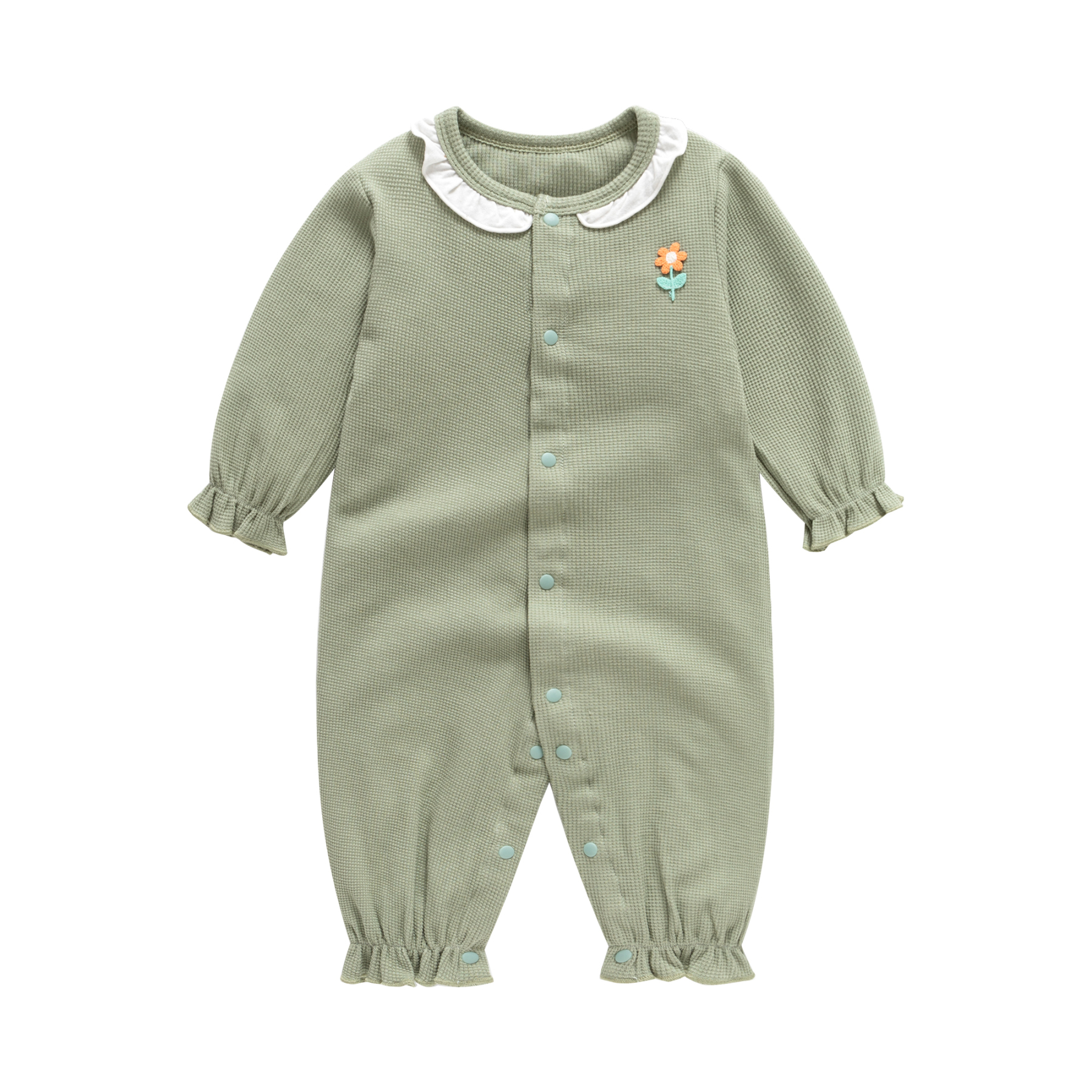 Baby Waffle Solid Color Romper