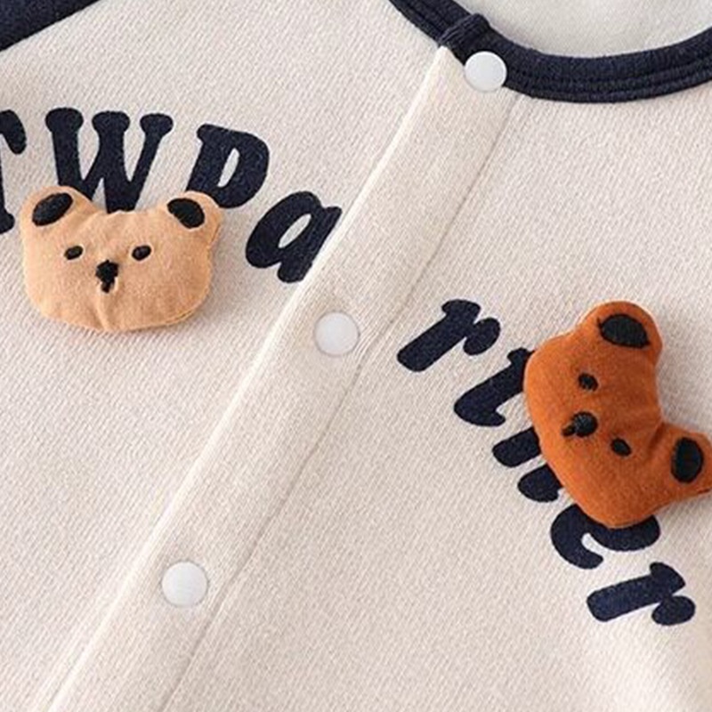 Baby Boy Double Bear Stripe Long Sleeve Romper