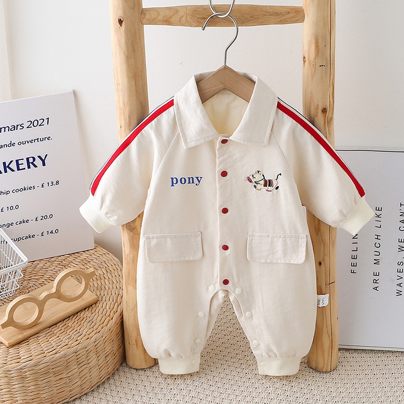 Baby Boy Collared Casual Long Sleeve Romper