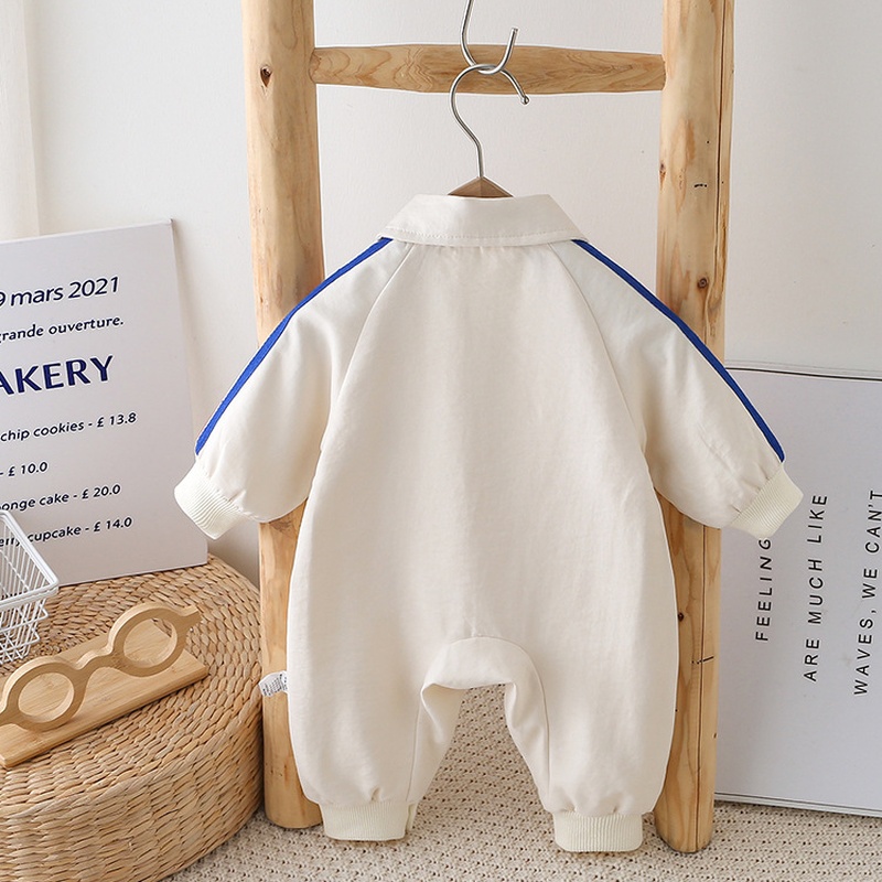 Baby Boy Collared Casual Long Sleeve Romper
