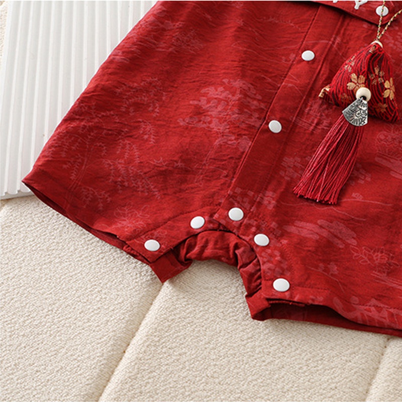 Baby Chinese Style Jacquard Short Sleeve Romper