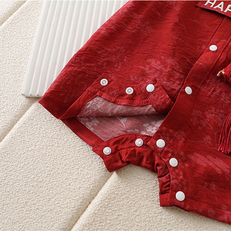 Baby Chinese Style Jacquard Short Sleeve Romper