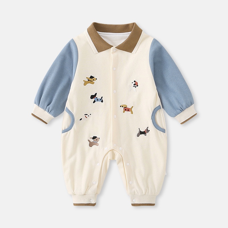 Baby Boy Korean Style Zip Long Sleeve Romper