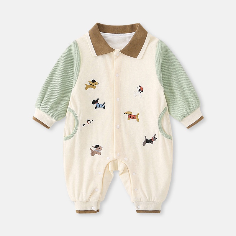 Baby Boy Korean Style Zip Long Sleeve Romper