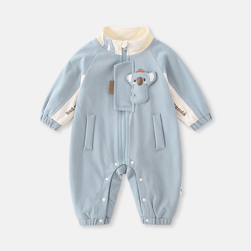 Baby Boy Korean Style Zip Long Sleeve Romper