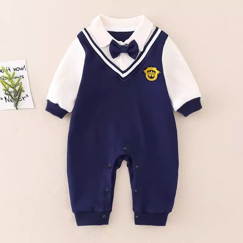 Baby Boy Academy Style Long Sleeve Romper