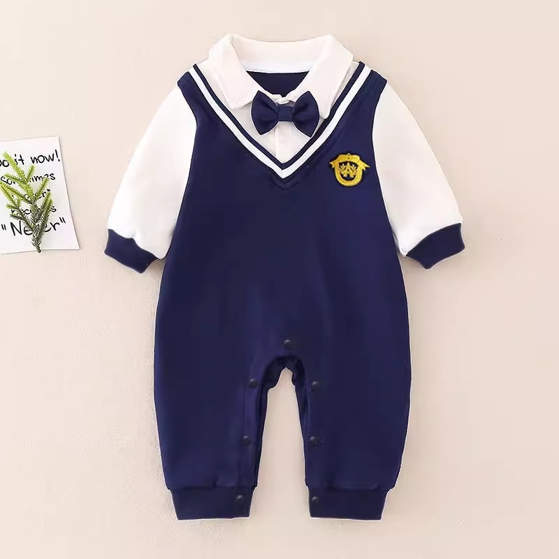 Baby Boy Academy Style Long Sleeve Romper
