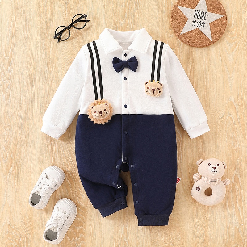 Baby Boy Academy Style Long Sleeve Romper