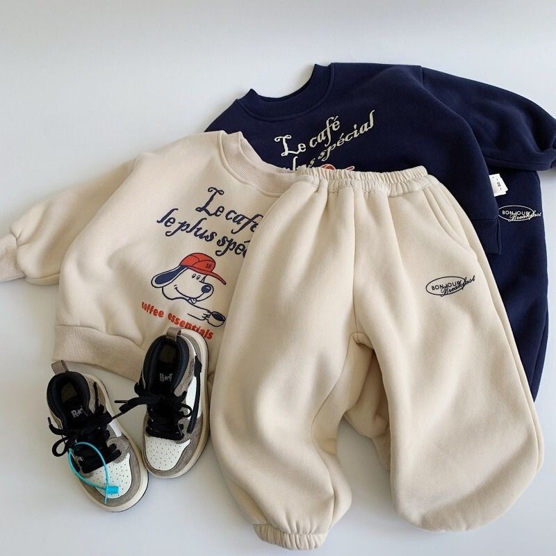2pcs Baby Sports Puppy Sweatshirt + Casual Trousers Set