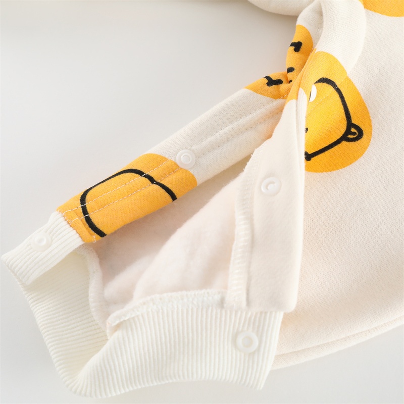 Baby Unisex Casual Smiley Face Fleece Romper