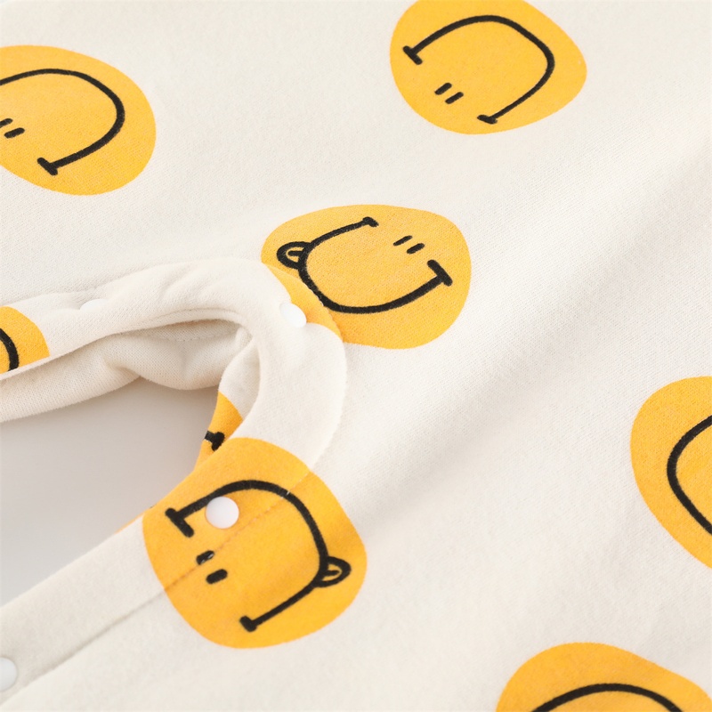 Baby Unisex Casual Smiley Face Fleece Romper