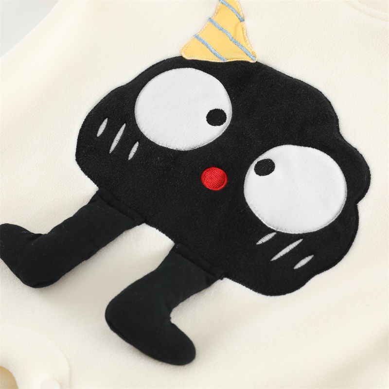 Baby Unisex Casual Rainbow Smiley Fleece Romper