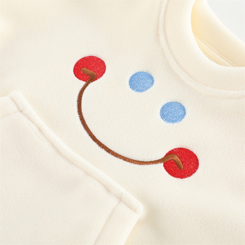 Baby Unisex Casual Rainbow Smiley Fleece Romper