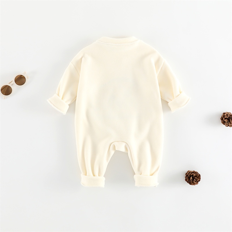 Baby Unisex Casual Rainbow Smiley Fleece Romper