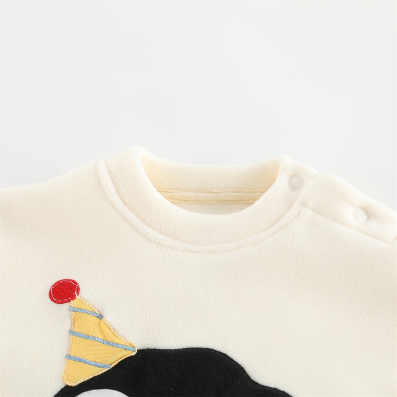 Baby Unisex Casual Rainbow Smiley Fleece Romper