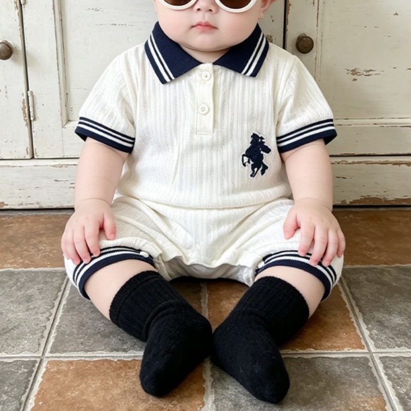 Baby Boy British Style Short Sleeve Romper