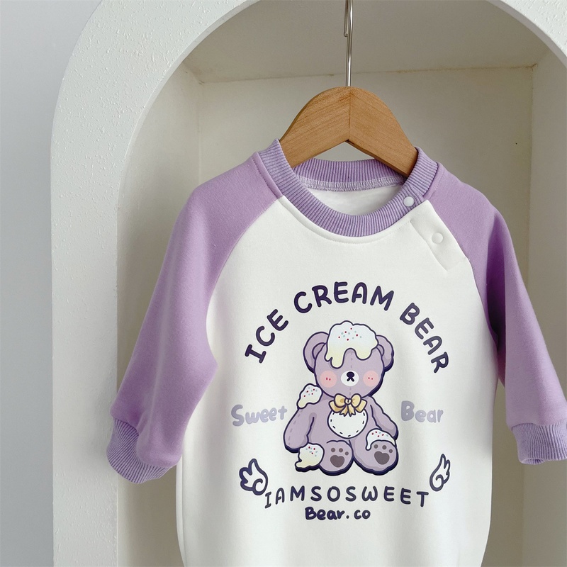 Baby Girl Purple Ice Cream Bear Romper