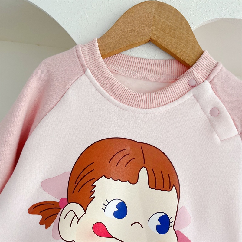 Baby Girl Pink Letter Fleece Romper with Beret