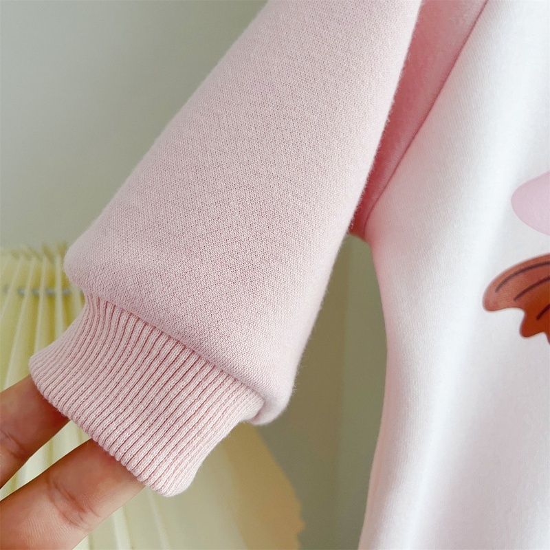 Baby Girl Pink Letter Fleece Romper with Beret