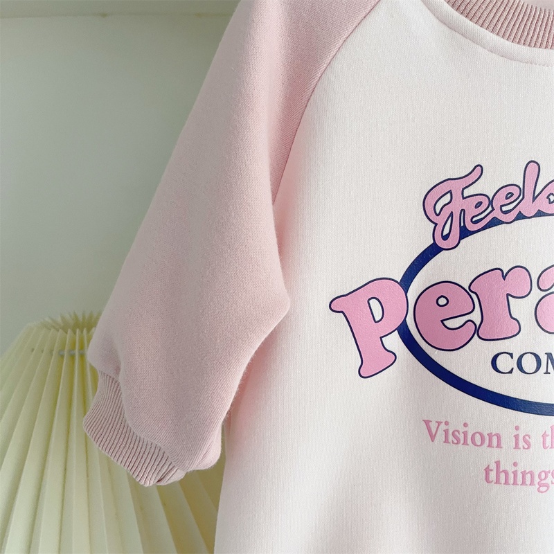 Baby Girl Pink Letter Fleece Romper with Beret