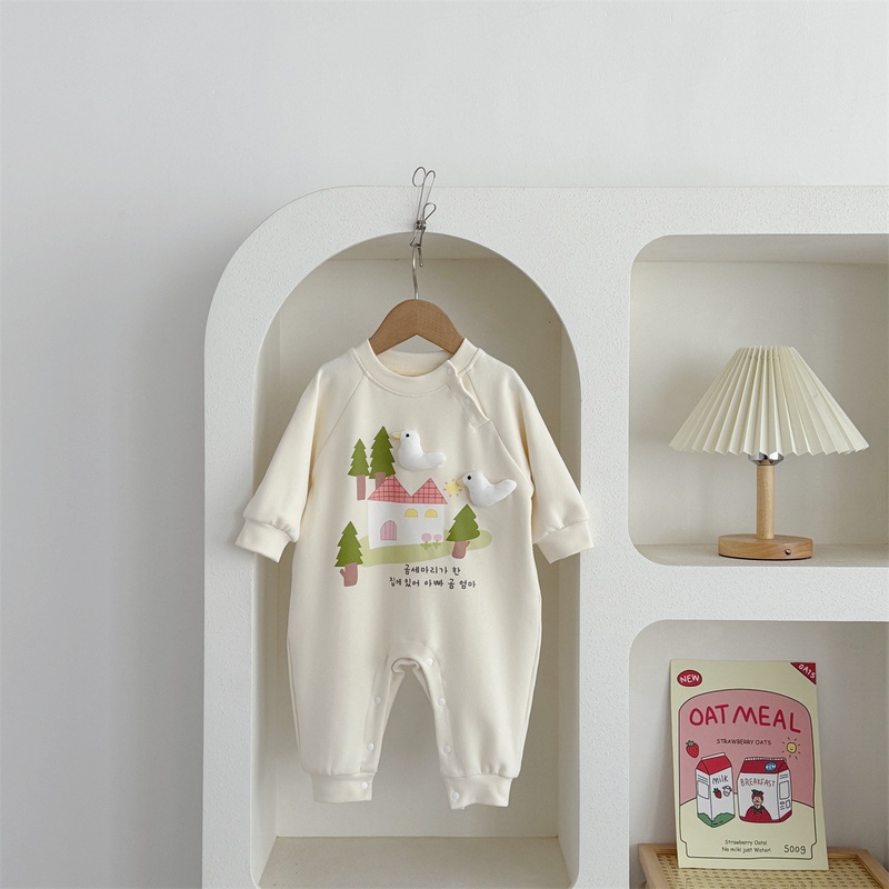 Baby Unisex Cute Duck Long Sleeve Romper