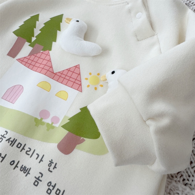 Baby Unisex Cute Duck Long Sleeve Romper