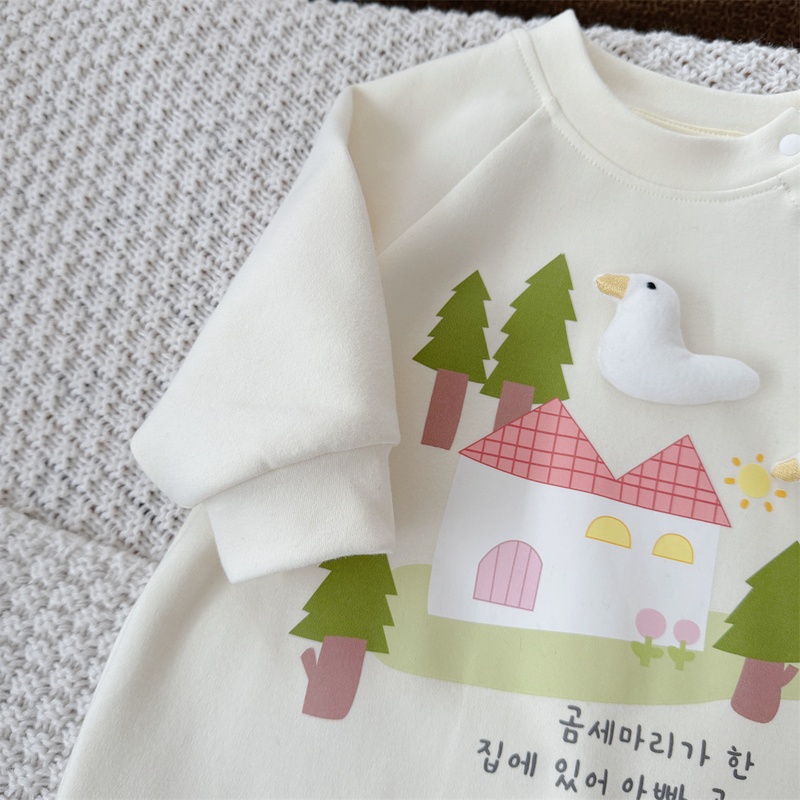 Baby Unisex Cute Duck Long Sleeve Romper