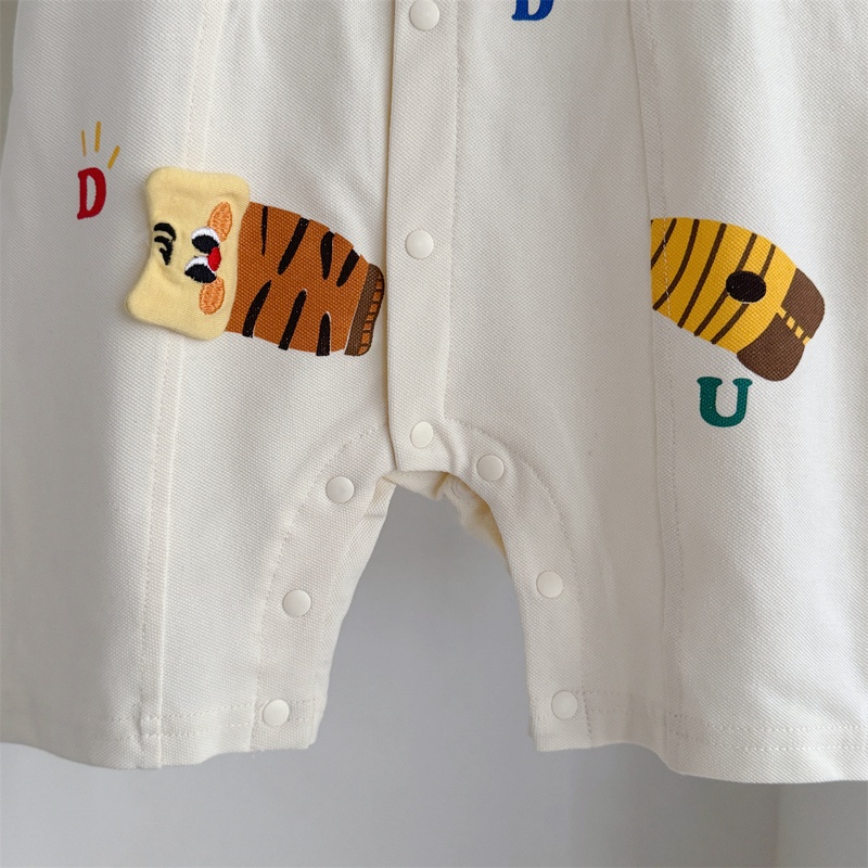 Baby Unisex Lion Collar Short Sleeve Romper