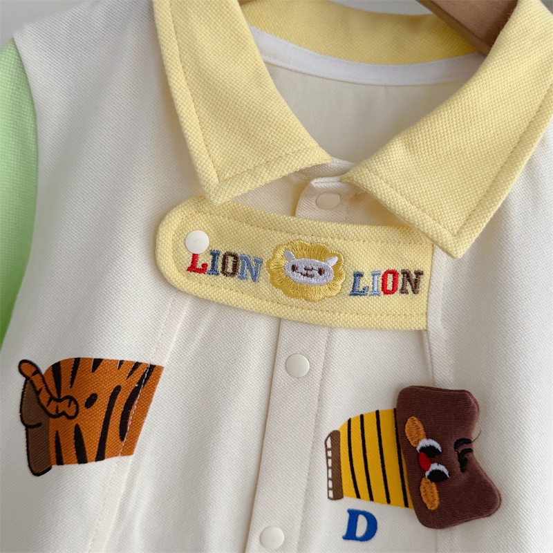 Baby Unisex Lion Collar Short Sleeve Romper