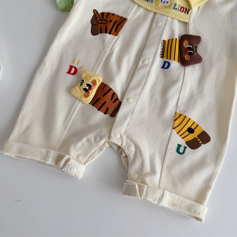 Baby Unisex Lion Collar Short Sleeve Romper