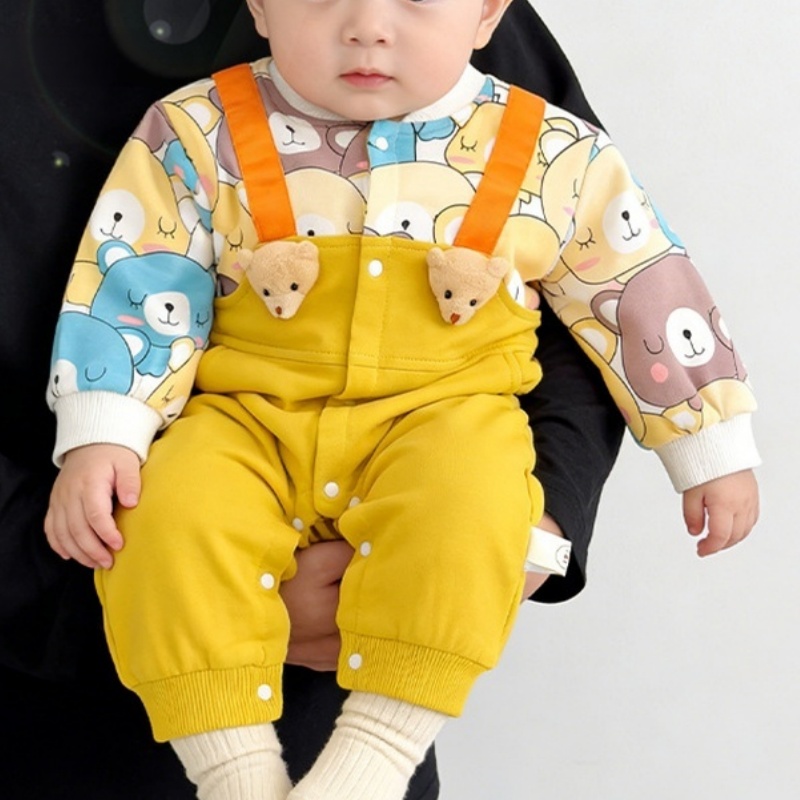 Baby Boy Faux Two Piece Long Sleeve Romper Set