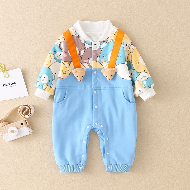 Baby Boy Faux Two Piece Long Sleeve Romper Set