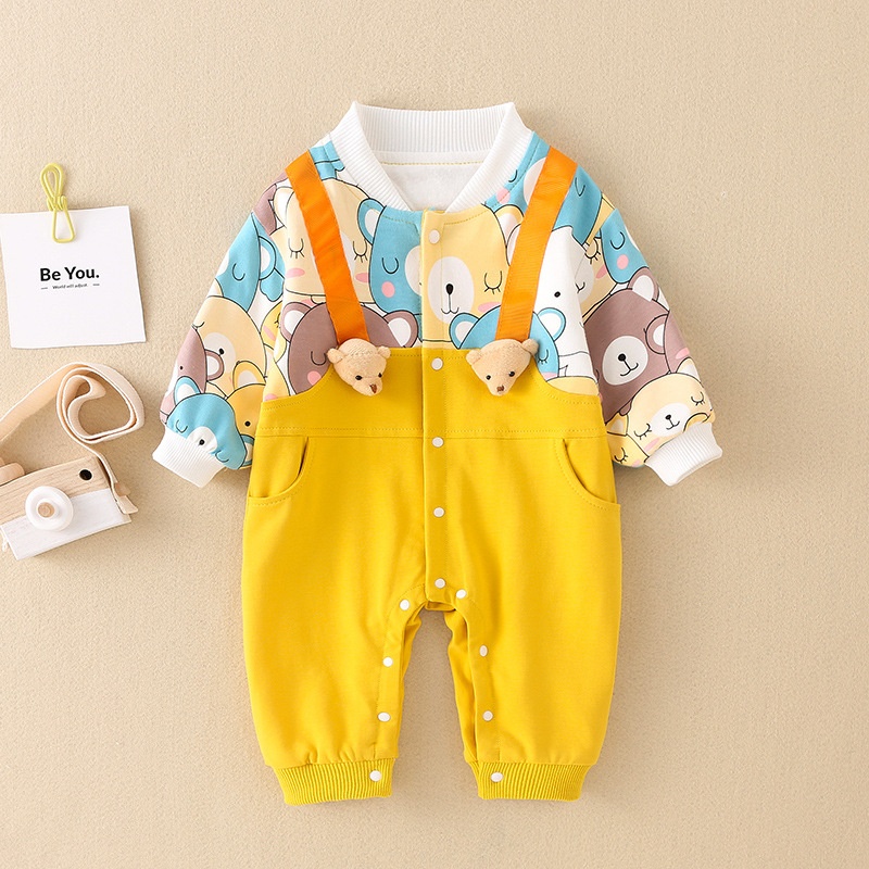 Baby Boy Faux Two Piece Long Sleeve Romper Set