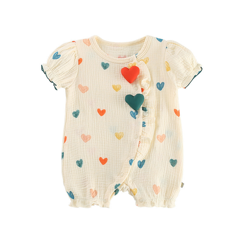 Ruffled Heart-shaped Decoration Baby Romper