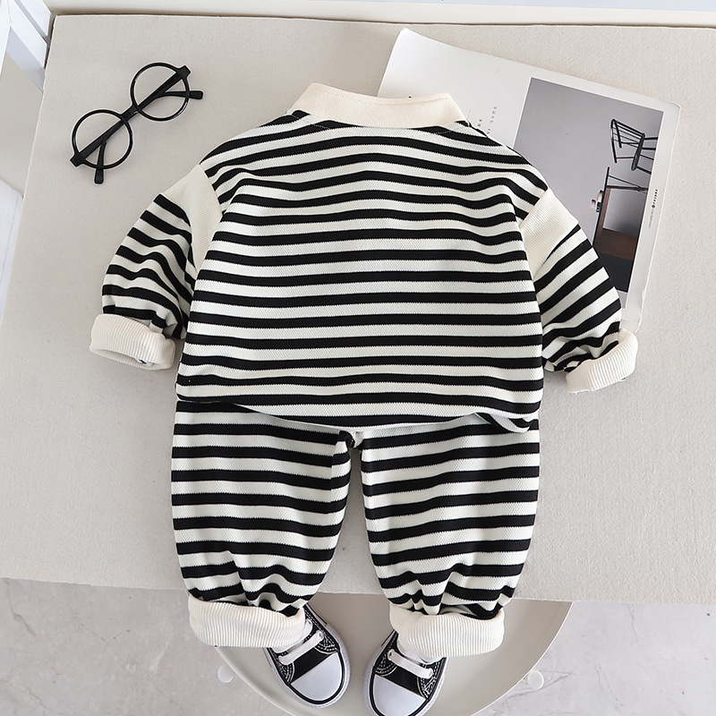 2pcs Toddler Boy Stripe Top and Pant Set
