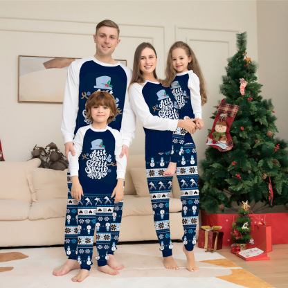 Matching Christmas Pajamas Cartoon Letter Long-sleeve Pajamas Sets