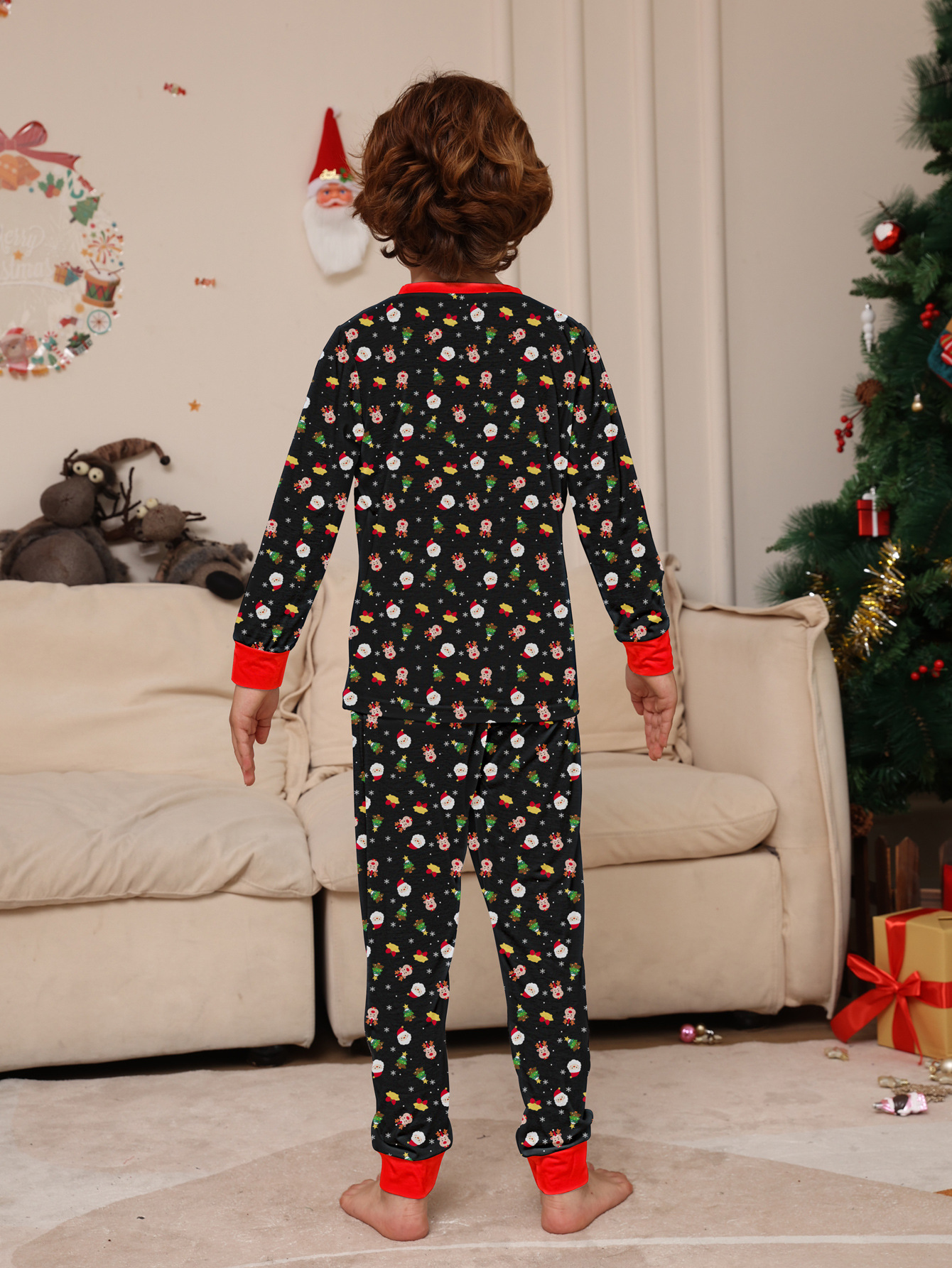 Matching Christmas Pajamas Deer Print Long-sleeve Pajamas Sets