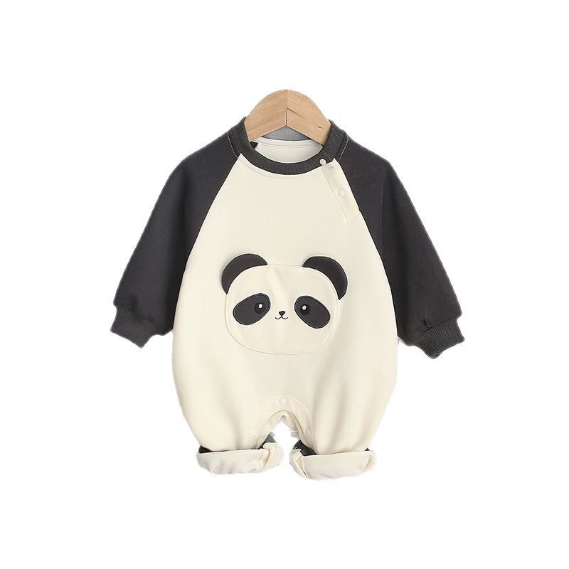 Baby Panda Raglan Sleeved Long Sleeve Romper
