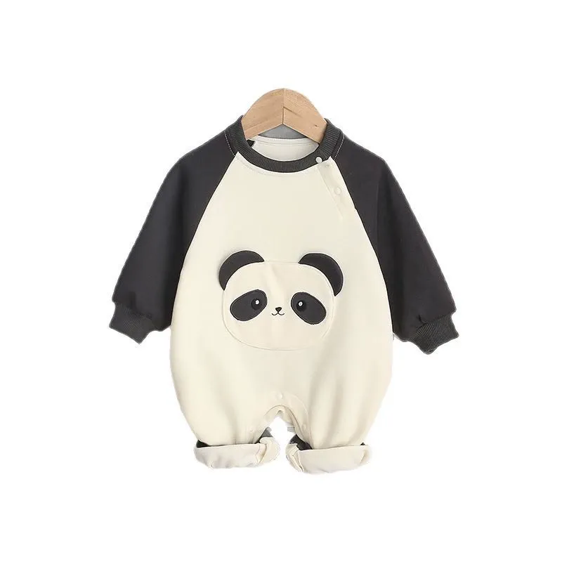 Baby Panda Raglan Sleeved Long Sleeve Romper