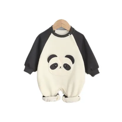 Baby Panda Raglan Sleeved Long Sleeve Romper