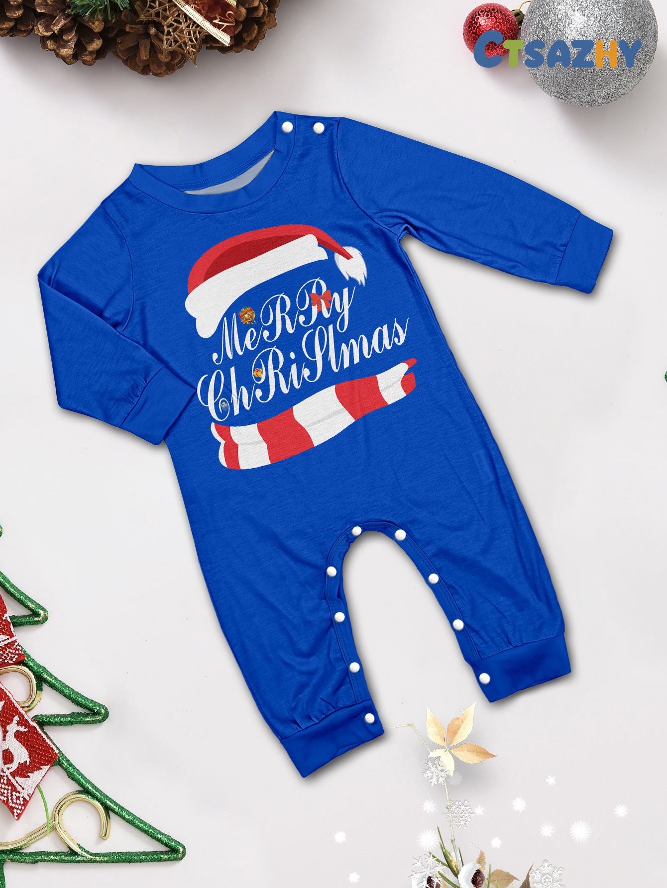 Matching Christmas Pajamas Christmas Hat Letters Long-sleeve Pajamas Sets
