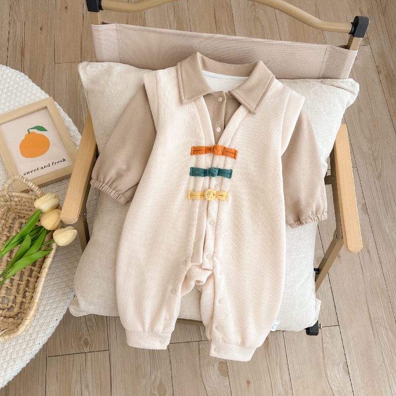 Baby Boy/Girl Color Clash Button Romper