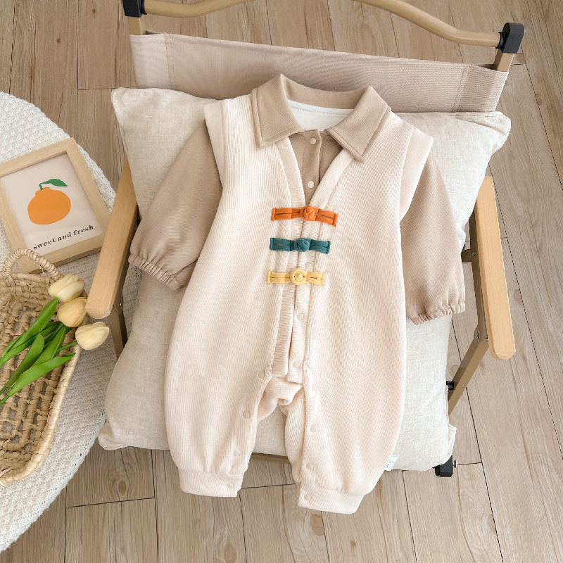 Baby Boy/Girl Color Clash Button Romper