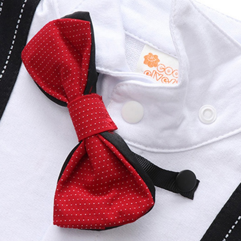 2pcs British Style Baby Romper Set with Striped Vest