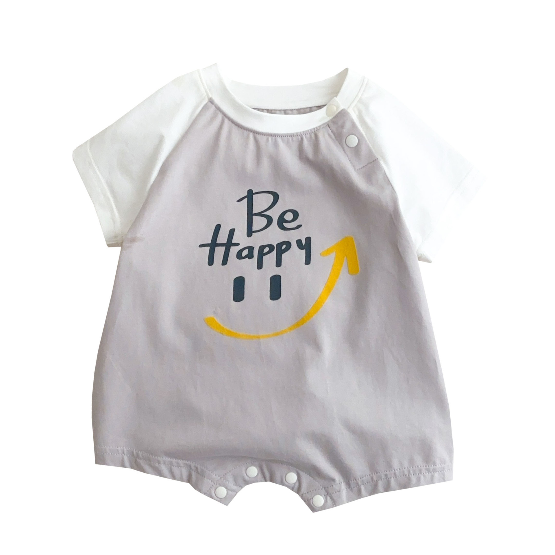 Cartoon Smiley-faced Baby Shor -sleeved Baby Romper
