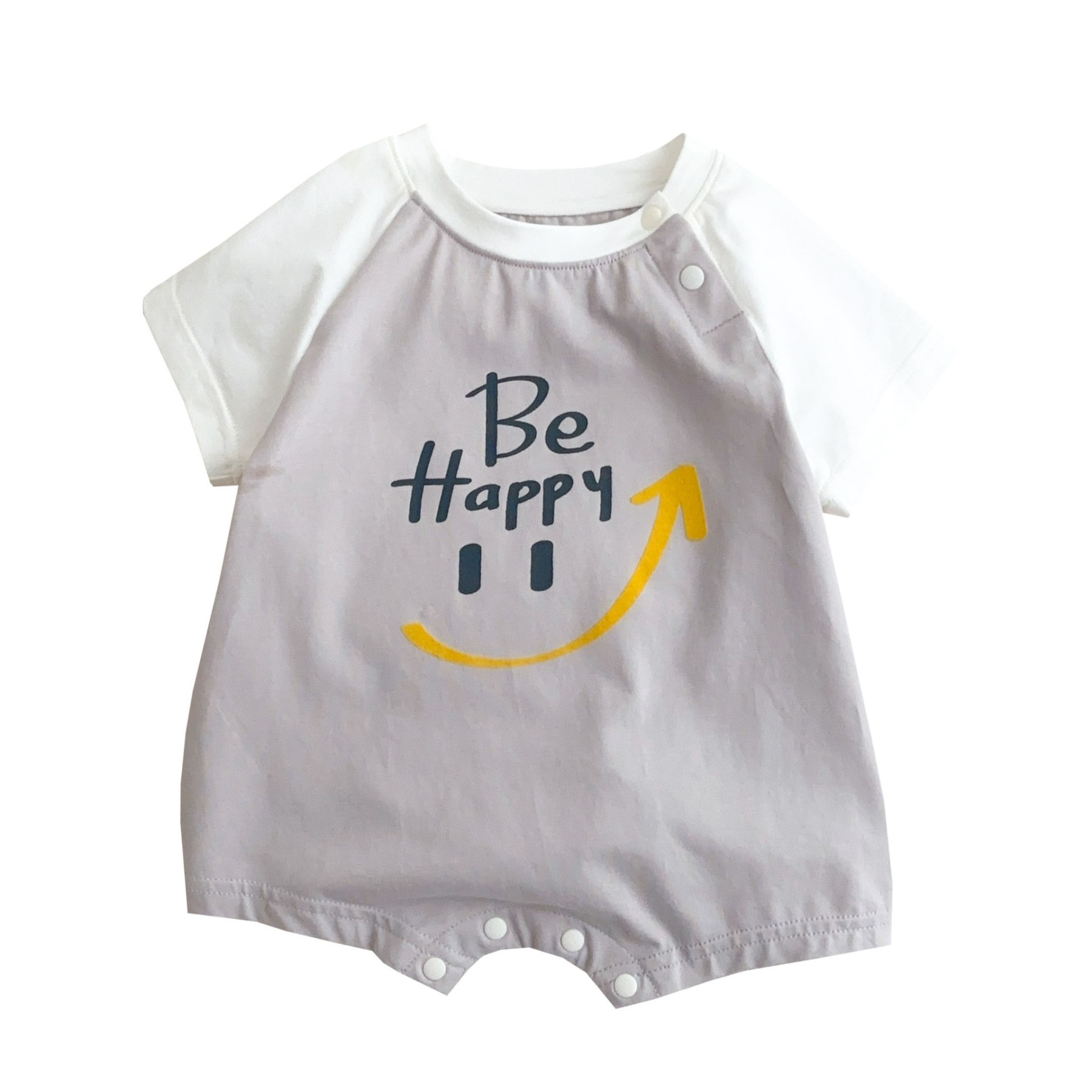 Cartoon Smiley-faced Baby Shor -sleeved Baby Romper