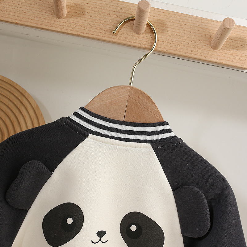 Baby Panda Embroidered Baseball Style Romper