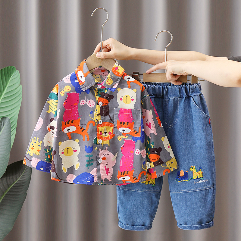 2pcs Toddler Boy Bear Letter Top and Pant Set